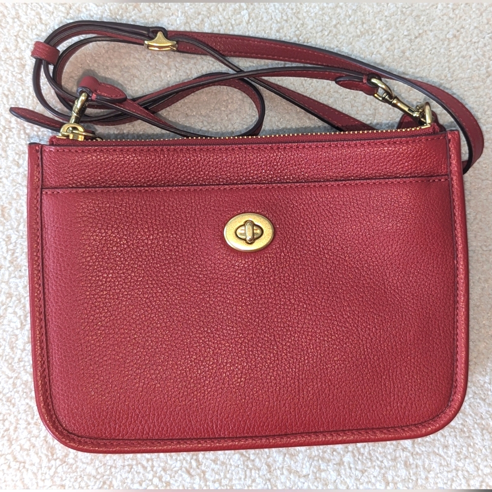 Coach Re-loved Turnlock Bag - Red Leather Crossbody Bag